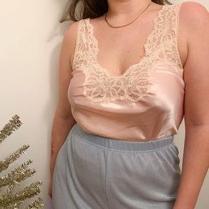 Satiny Pale Pink Lace Cami